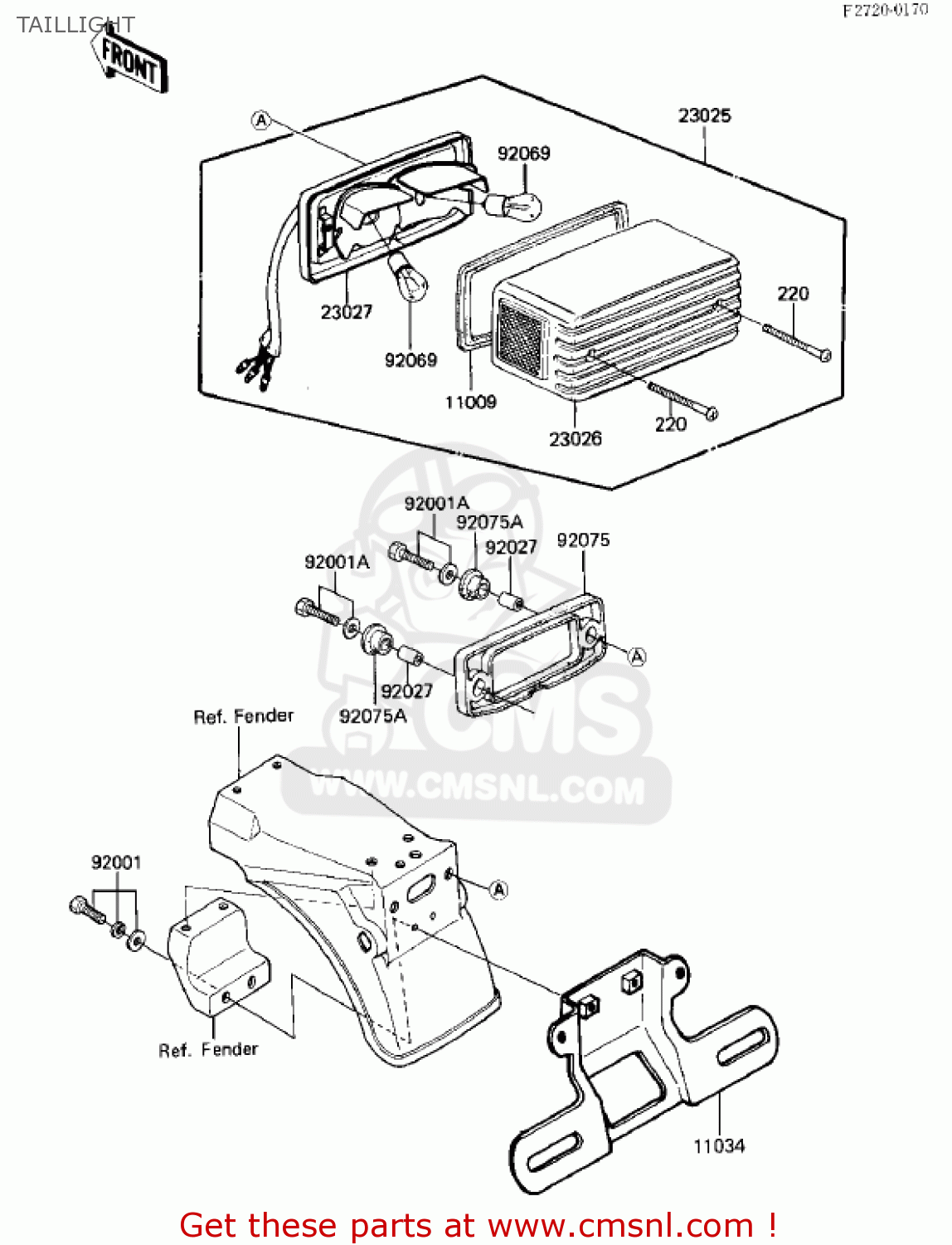 TAILLIGHT ZX750E2 GPZ750 TURBO 1985 USA CALIFORNIA CANADA
