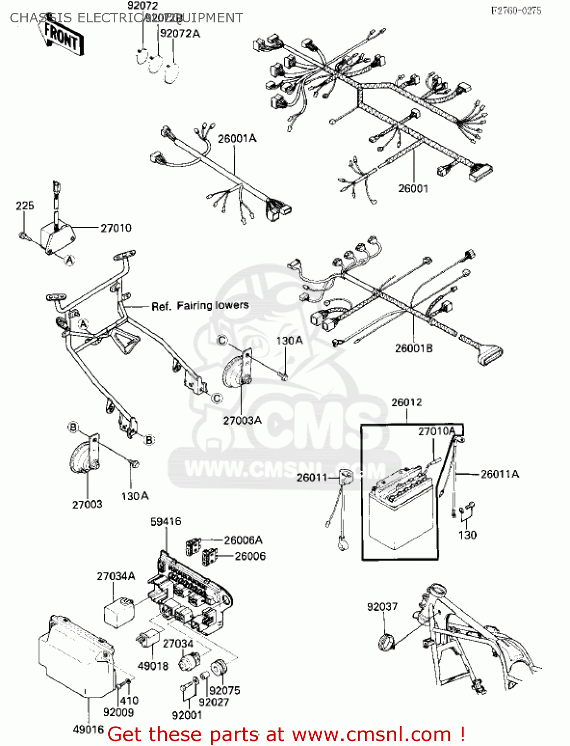 CHASSIS ELECTRICAL EQUIPMENT ZX750E2 GPZ750 TURBO 1985 USA CALIFORNIA CANADA