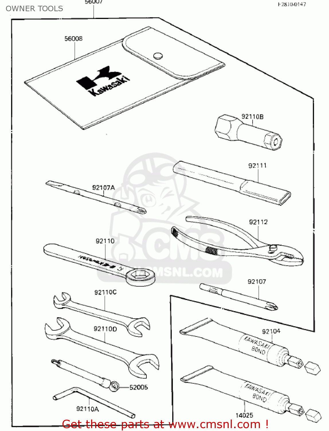 OWNER TOOLS ZX750E2 GPZ750 TURBO 1985 USA CALIFORNIA CANADA