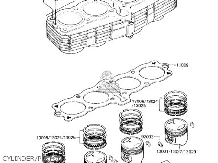 CYLINDER/PISTONS - ZX750E2 GPZ750 TURBO 1985 USA CALIFORNIA CANADA