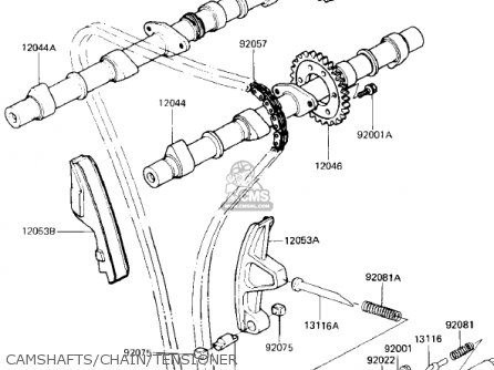 CAMSHAFTS/CHAIN/TENSIONER - ZX750E2 GPZ750 TURBO 1985 USA CALIFORNIA CANADA