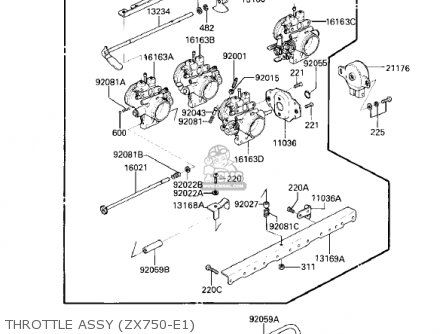 THROTTLE ASSY (ZX750-E1) - ZX750E2 GPZ750 TURBO 1985 USA CALIFORNIA CANADA
