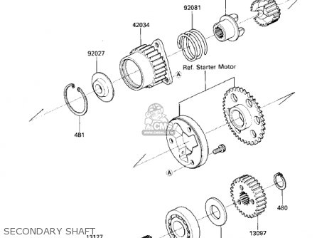 SECONDARY SHAFT - ZX750E2 GPZ750 TURBO 1985 USA CALIFORNIA CANADA