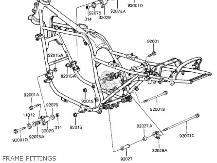 FRAME FITTINGS - ZX750E2 GPZ750 TURBO 1985 USA CALIFORNIA CANADA
