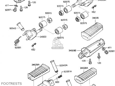 FOOTRESTS - ZX750E2 GPZ750 TURBO 1985 USA CALIFORNIA CANADA