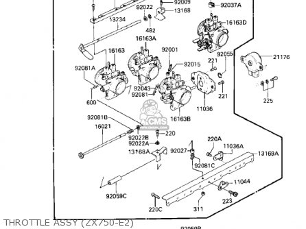 THROTTLE ASSY (ZX750-E2) - ZX750E2 GPZ750 TURBO 1985 USA CALIFORNIA CANADA