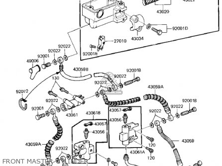 FRONT MASTER CYLINDER - ZX750E2 GPZ750 TURBO 1985 USA CALIFORNIA CANADA