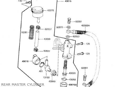 REAR MASTER CYLINDER - ZX750E2 GPZ750 TURBO 1985 USA CALIFORNIA CANADA