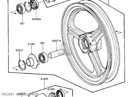FRONT WHEEL/HUB - ZX750E2 GPZ750 TURBO 1985 USA CALIFORNIA CANADA