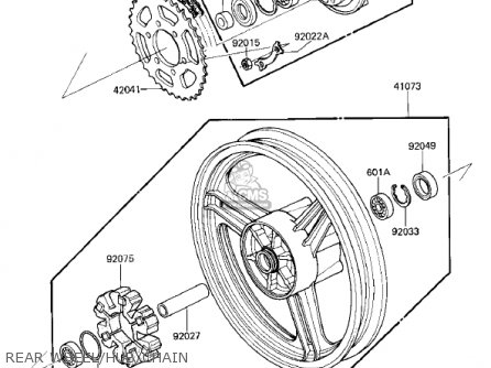 REAR WHEEL/HUB/CHAIN - ZX750E2 GPZ750 TURBO 1985 USA CALIFORNIA CANADA