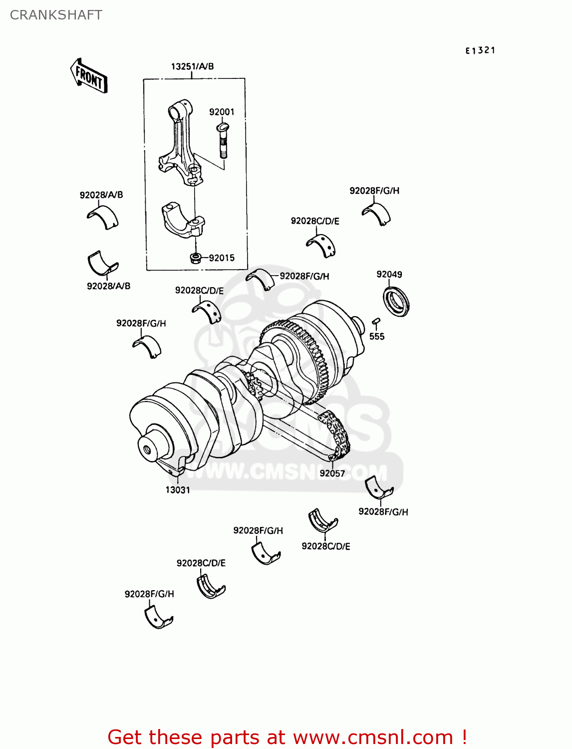 CRANKSHAFT ZX750F1 GPX750R 1987 EUROPE FR UK AR FG GR IT NR SD SP ST
