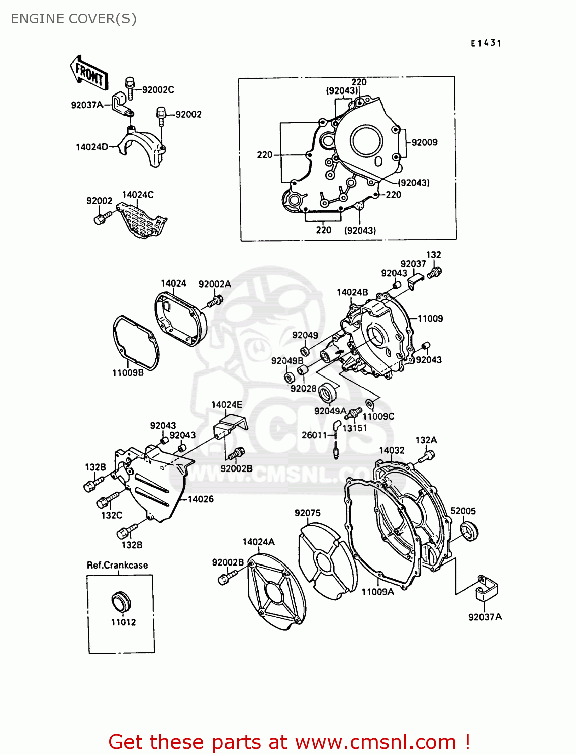 ENGINE COVER(S) ZX750F1 GPX750R 1987 EUROPE FR UK AR FG GR IT NR SD SP ST