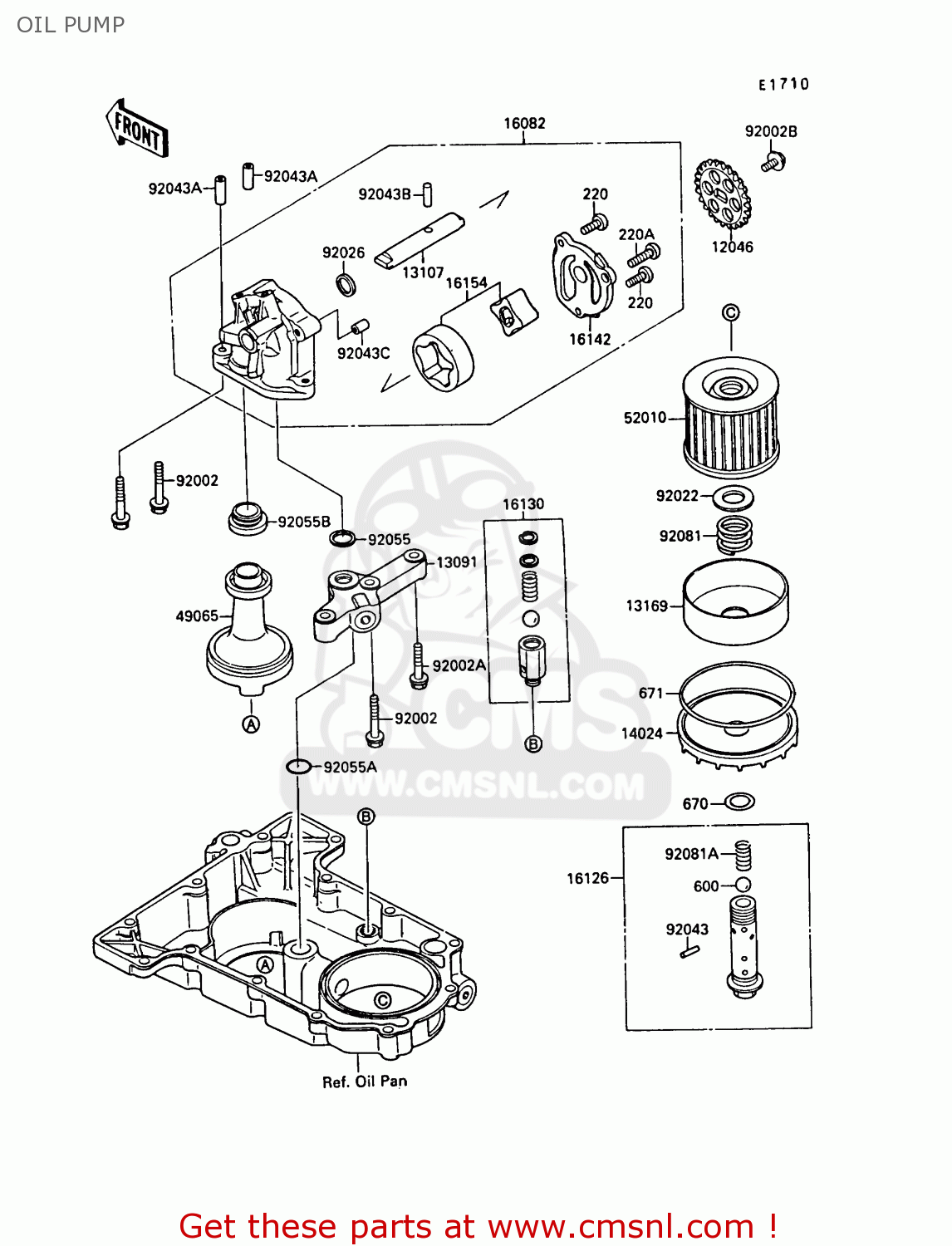 OIL PUMP ZX750F1 GPX750R 1987 EUROPE FR UK AR FG GR IT NR SD SP ST