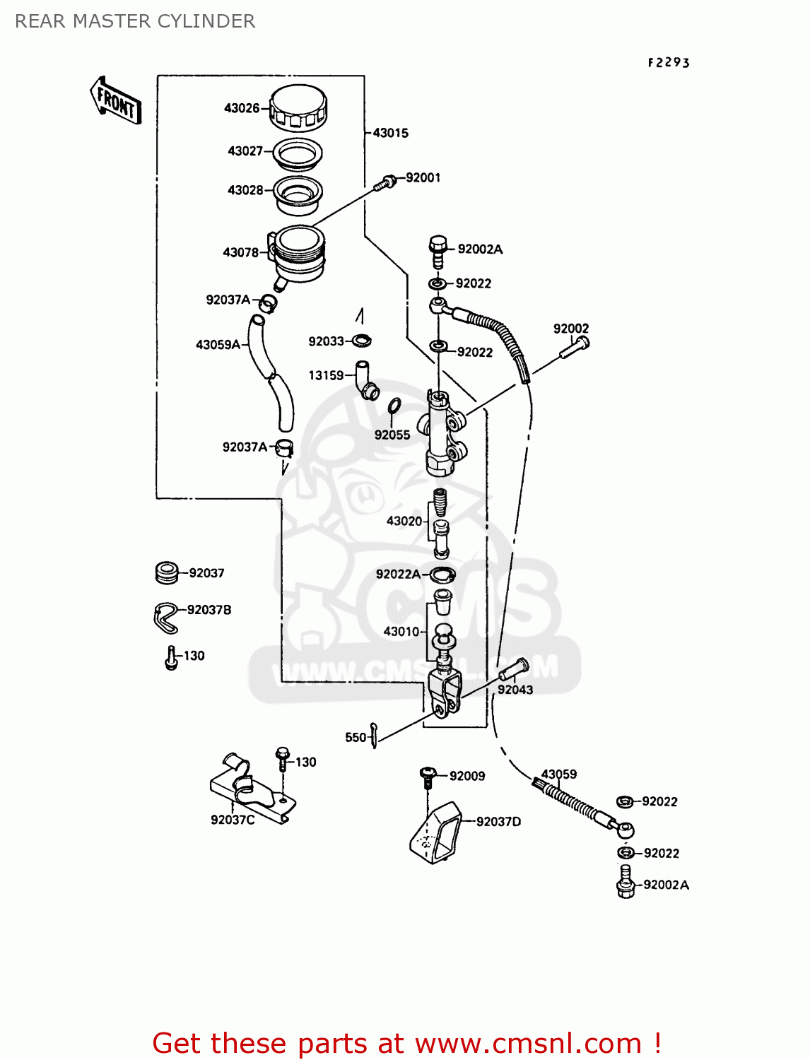 REAR MASTER CYLINDER ZX750F1 GPX750R 1987 EUROPE FR UK AR FG GR IT NR SD SP ST