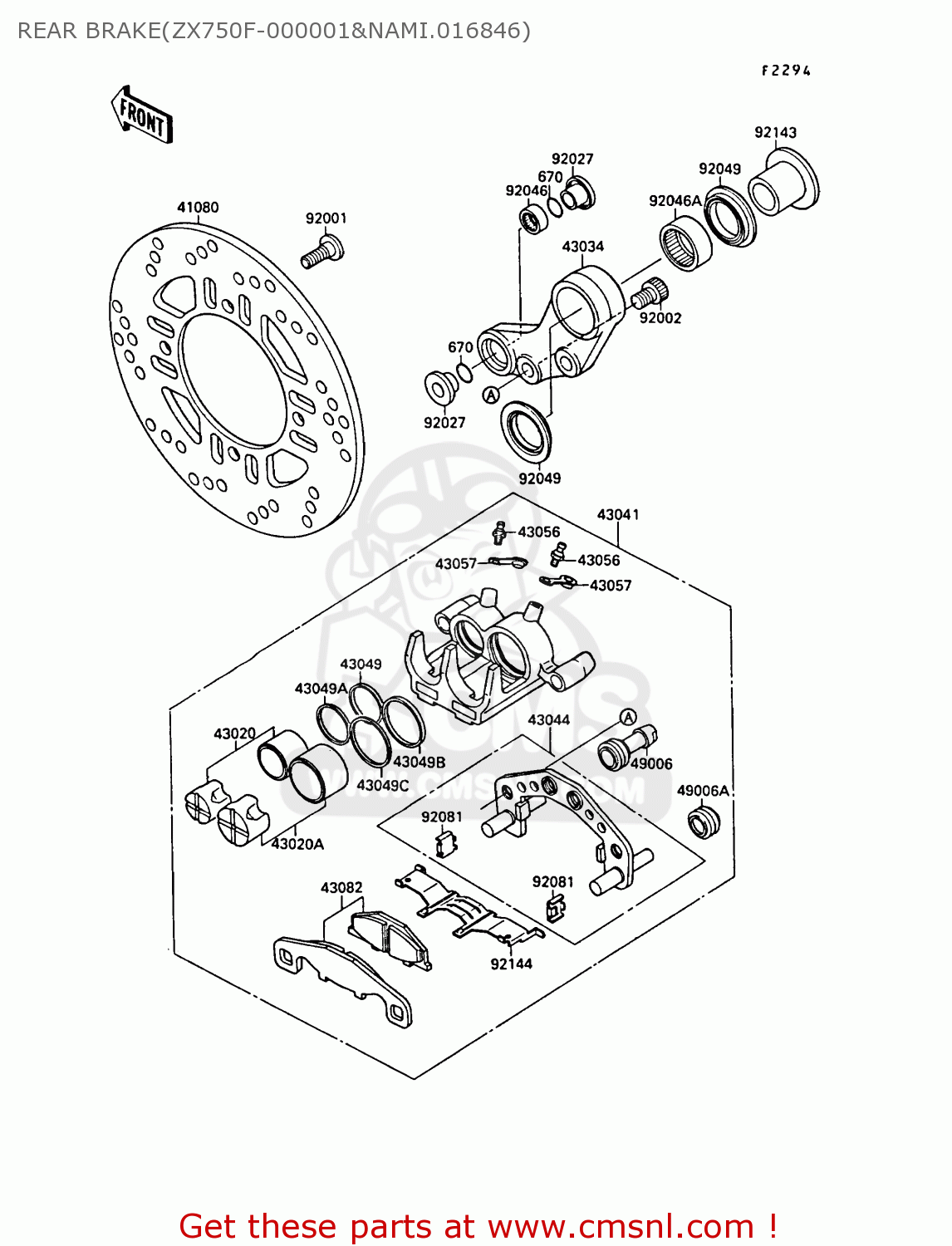 REAR BRAKE(ZX750F-000001&NAMI.016846) ZX750F1 GPX750R 1987 EUROPE FR UK AR FG GR IT NR SD SP ST