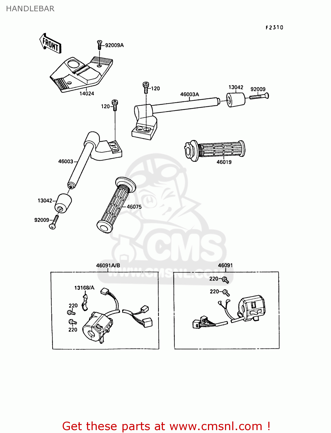 HANDLEBAR ZX750F1 GPX750R 1987 EUROPE FR UK AR FG GR IT NR SD SP ST