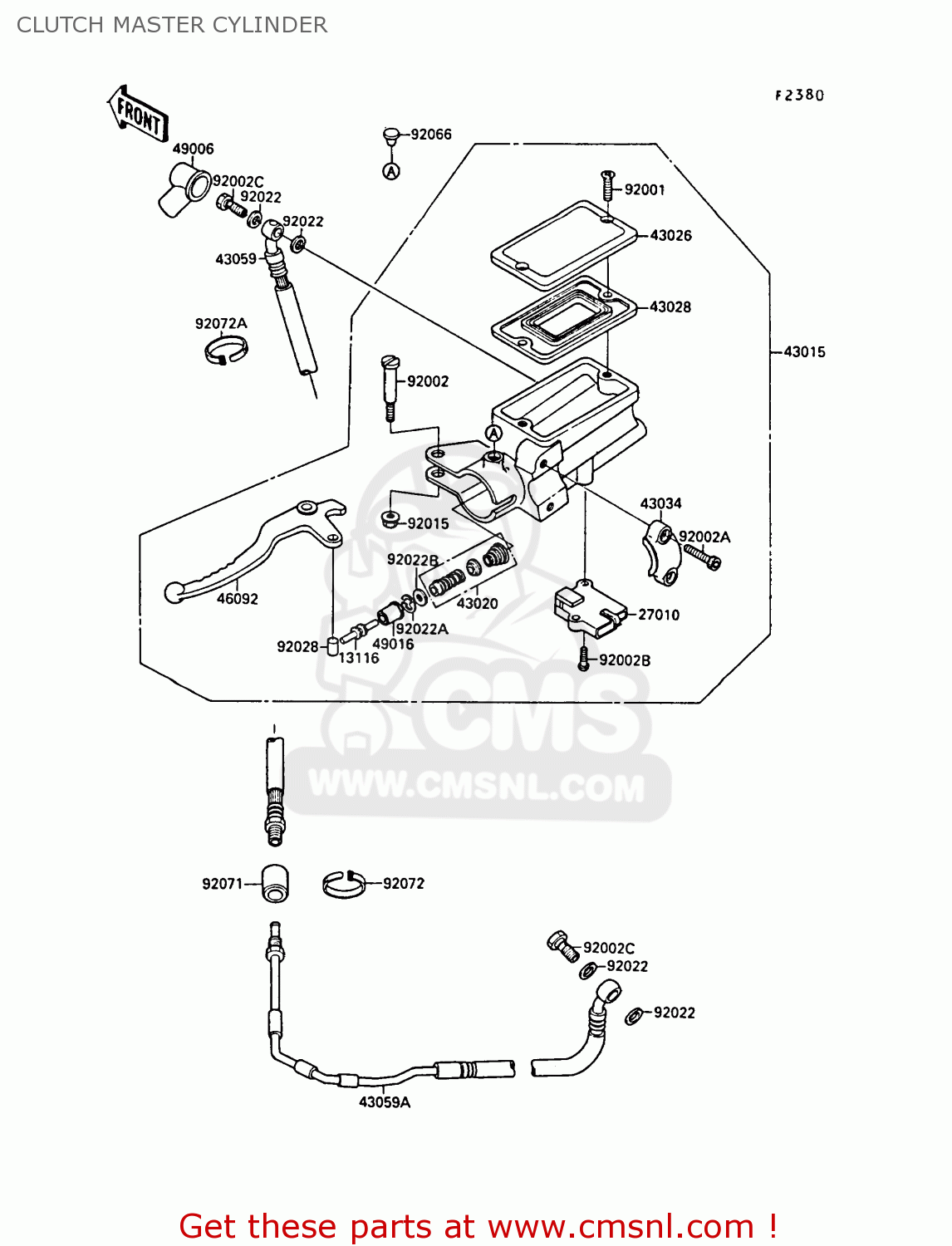 CLUTCH MASTER CYLINDER ZX750F1 GPX750R 1987 EUROPE FR UK AR FG GR IT NR SD SP ST