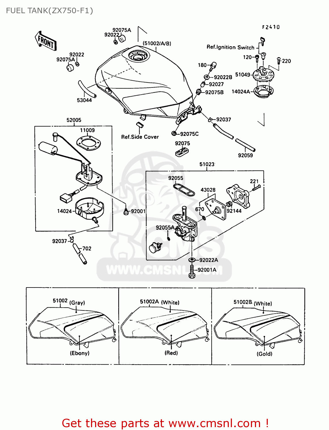 FUEL TANK(ZX750-F1) ZX750F1 GPX750R 1987 EUROPE FR UK AR FG GR IT NR SD SP ST