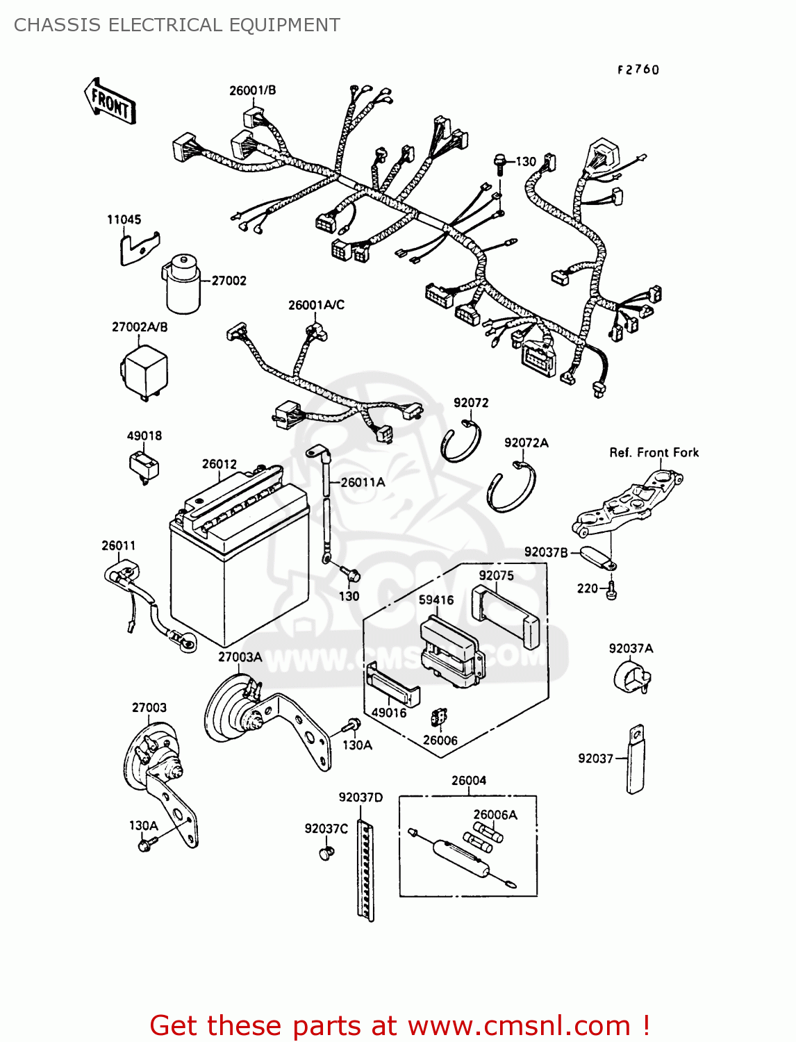 CHASSIS ELECTRICAL EQUIPMENT ZX750F1 GPX750R 1987 EUROPE FR UK AR FG GR IT NR SD SP ST
