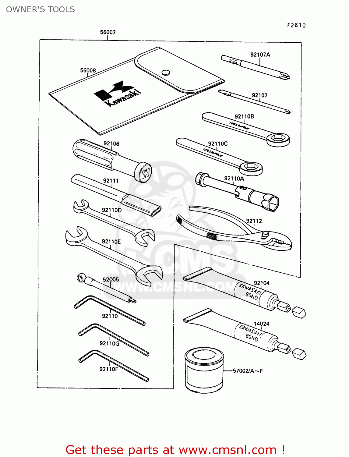 OWNER'S TOOLS ZX750F1 GPX750R 1987 EUROPE FR UK AR FG GR IT NR SD SP ST