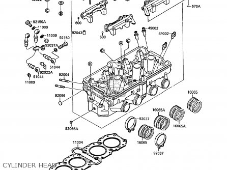 CYLINDER HEAD - ZX750F1 GPX750R 1987 EUROPE FR UK AR FG GR IT NR SD SP ST