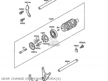 GEAR CHANGE DRUM/SHIFT FORK(S) - ZX750F1 GPX750R 1987 EUROPE FR UK AR FG GR IT NR SD SP ST