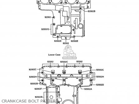 CRANKCASE BOLT PATTERN - ZX750F1 GPX750R 1987 EUROPE FR UK AR FG GR IT NR SD SP ST