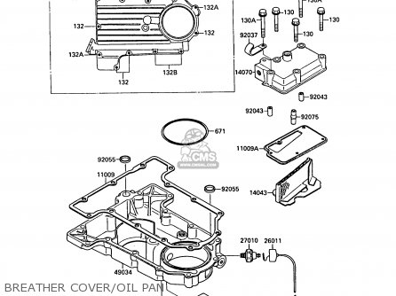 BREATHER COVER/OIL PAN - ZX750F1 GPX750R 1987 EUROPE FR UK AR FG GR IT NR SD SP ST