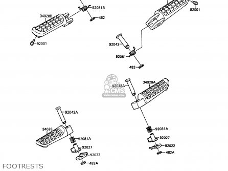 FOOTRESTS - ZX750F1 GPX750R 1987 EUROPE FR UK AR FG GR IT NR SD SP ST