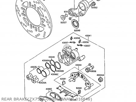 REAR BRAKE(ZX750F-000001&NAMI.016846) - ZX750F1 GPX750R 1987 EUROPE FR UK AR FG GR IT NR SD SP ST