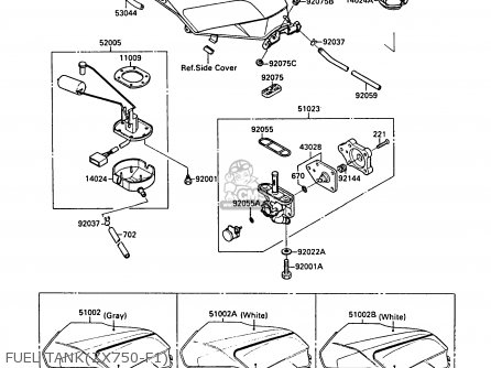 FUEL TANK(ZX750-F1) - ZX750F1 GPX750R 1987 EUROPE FR UK AR FG GR IT NR SD SP ST