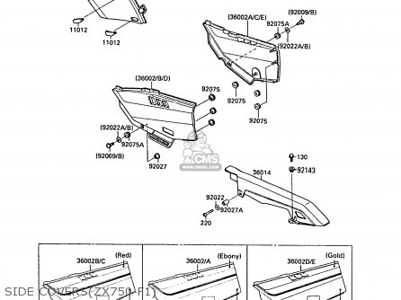 SIDE COVERS(ZX750-F1) - ZX750F1 GPX750R 1987 EUROPE FR UK AR FG GR IT NR SD SP ST