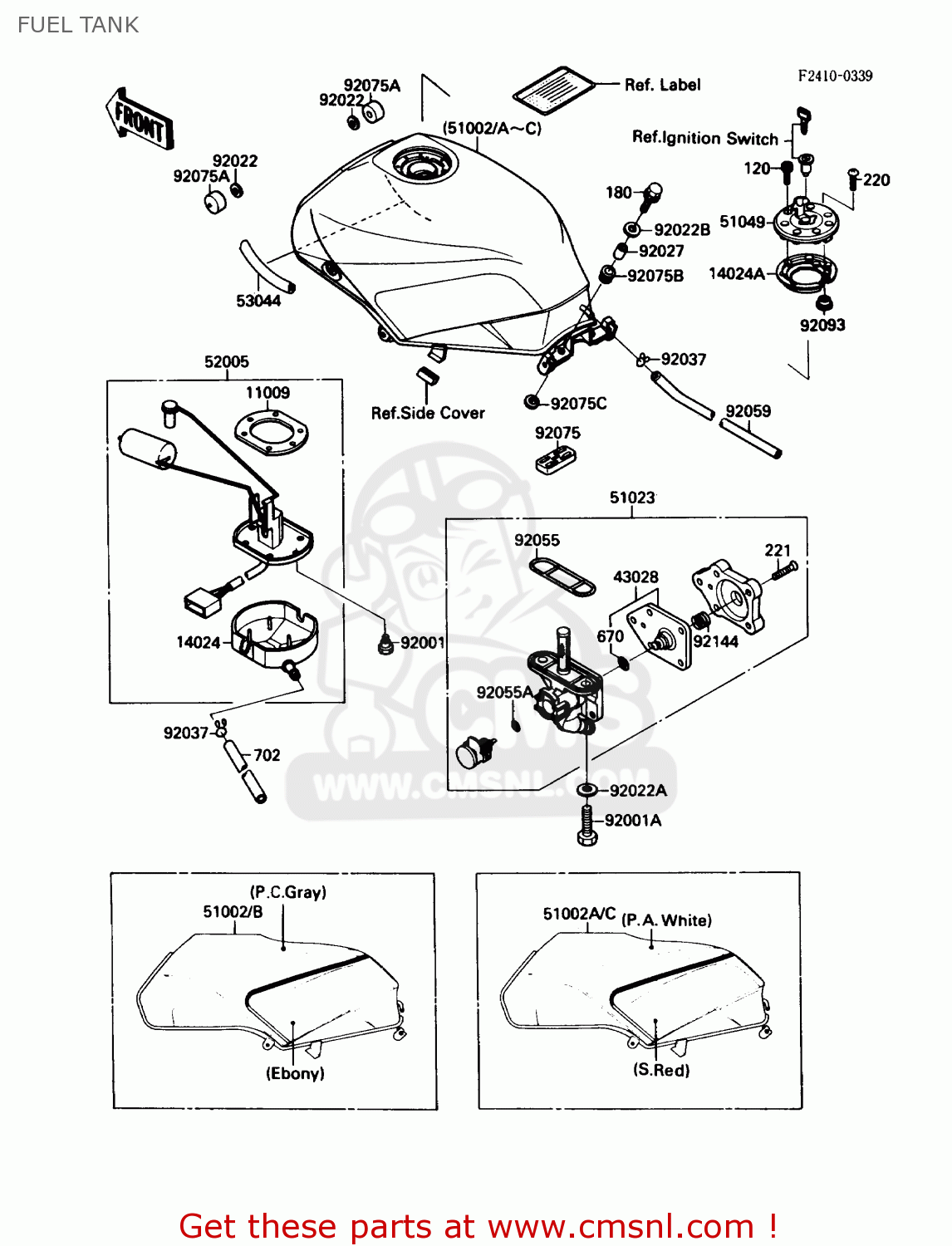 Kawasaki ZX750F1 NINJA 750R 1987 USA CALIFORNIA CANADA FUEL TANK - buy ...