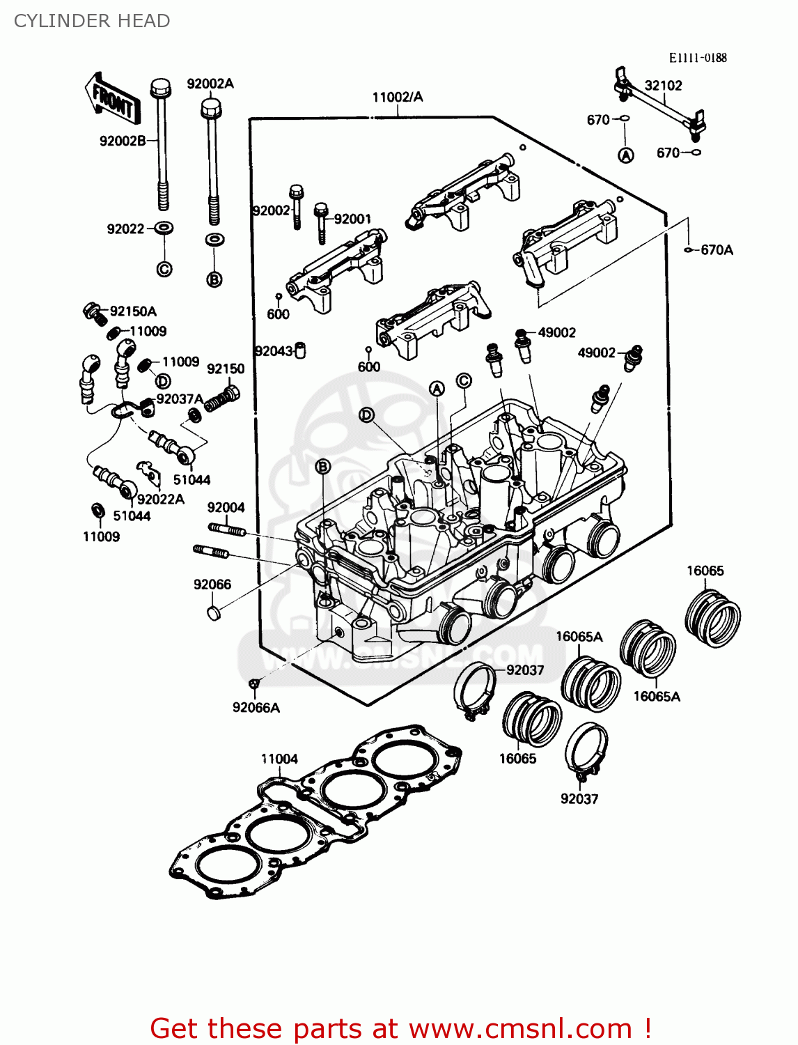 CYLINDER HEAD ZX750F1 NINJA 750R 1987 USA CALIFORNIA CANADA