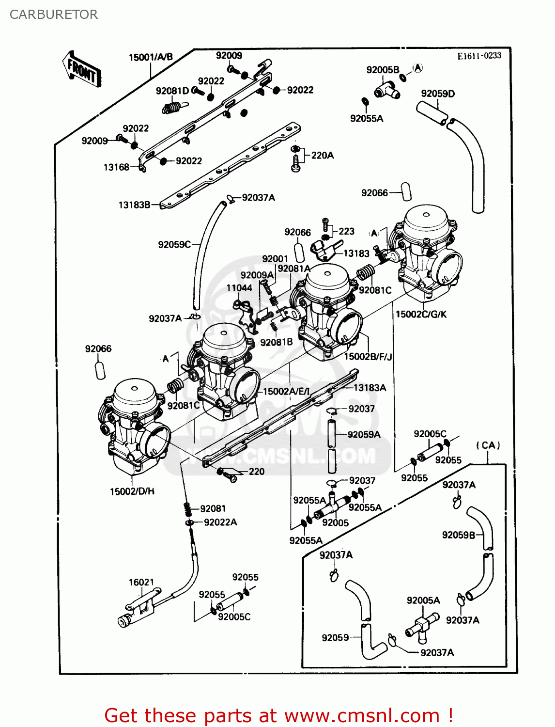 CARBURETOR ZX750F1 NINJA 750R 1987 USA CALIFORNIA CANADA