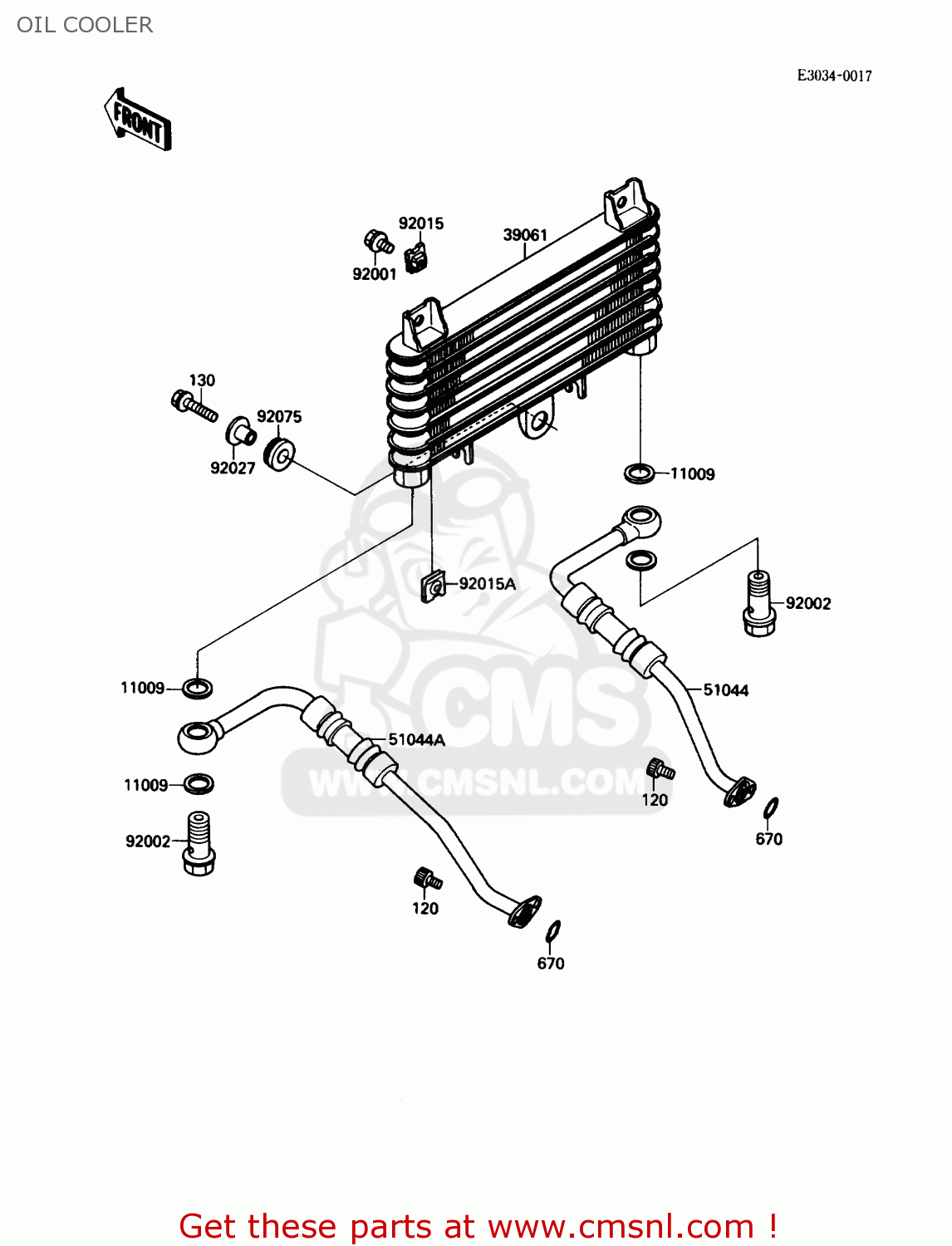 OIL COOLER ZX750F1 NINJA 750R 1987 USA CALIFORNIA CANADA