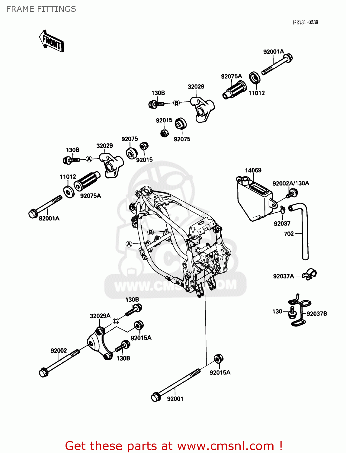 FRAME FITTINGS ZX750F1 NINJA 750R 1987 USA CALIFORNIA CANADA
