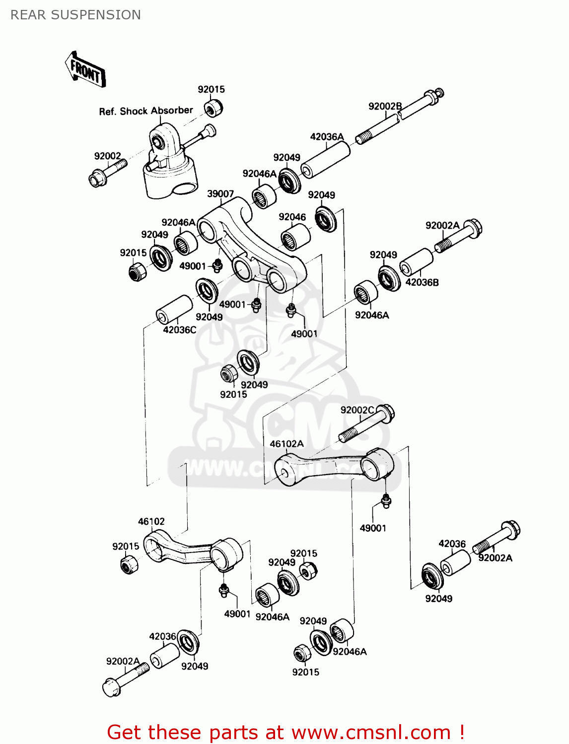 REAR SUSPENSION ZX750F1 NINJA 750R 1987 USA CALIFORNIA CANADA