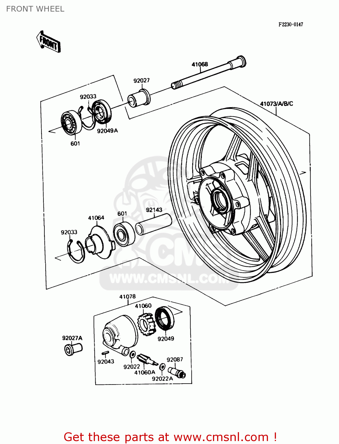 FRONT WHEEL ZX750F1 NINJA 750R 1987 USA CALIFORNIA CANADA