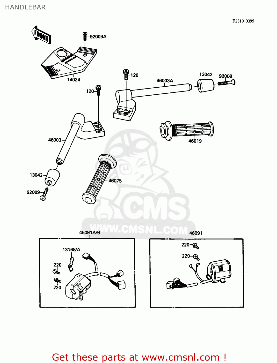 HANDLEBAR ZX750F1 NINJA 750R 1987 USA CALIFORNIA CANADA