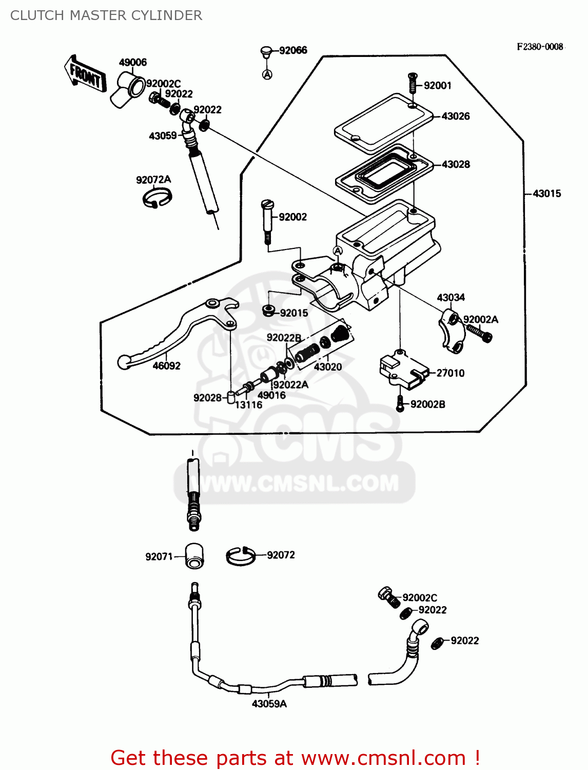 CLUTCH MASTER CYLINDER ZX750F1 NINJA 750R 1987 USA CALIFORNIA CANADA