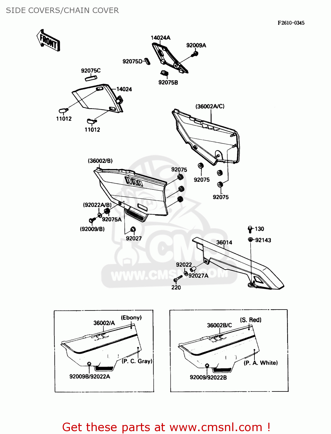 SIDE COVERS/CHAIN COVER ZX750F1 NINJA 750R 1987 USA CALIFORNIA CANADA