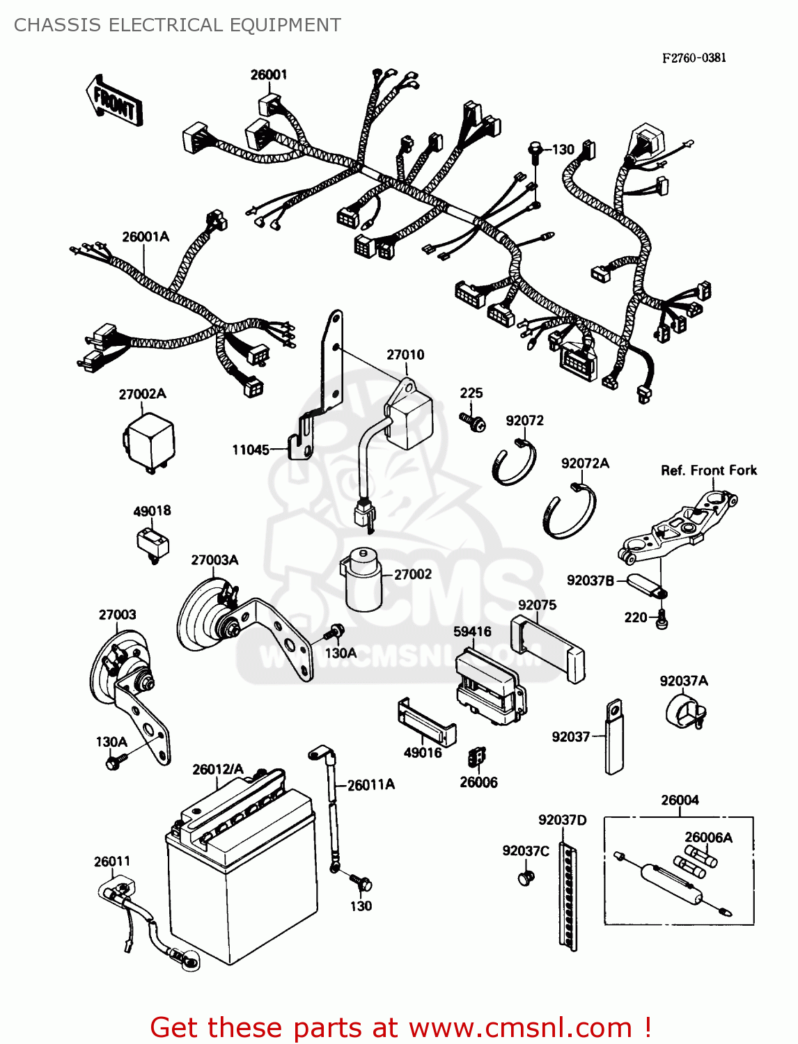 CHASSIS ELECTRICAL EQUIPMENT ZX750F1 NINJA 750R 1987 USA CALIFORNIA CANADA