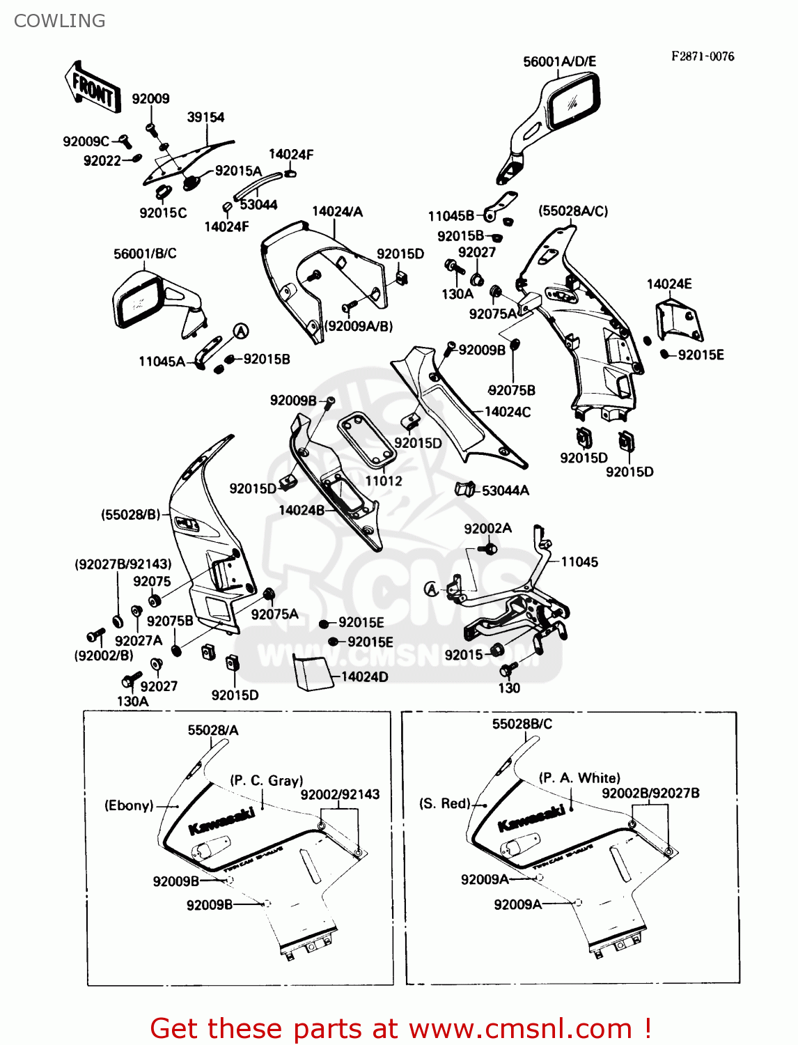 COWLING ZX750F1 NINJA 750R 1987 USA CALIFORNIA CANADA