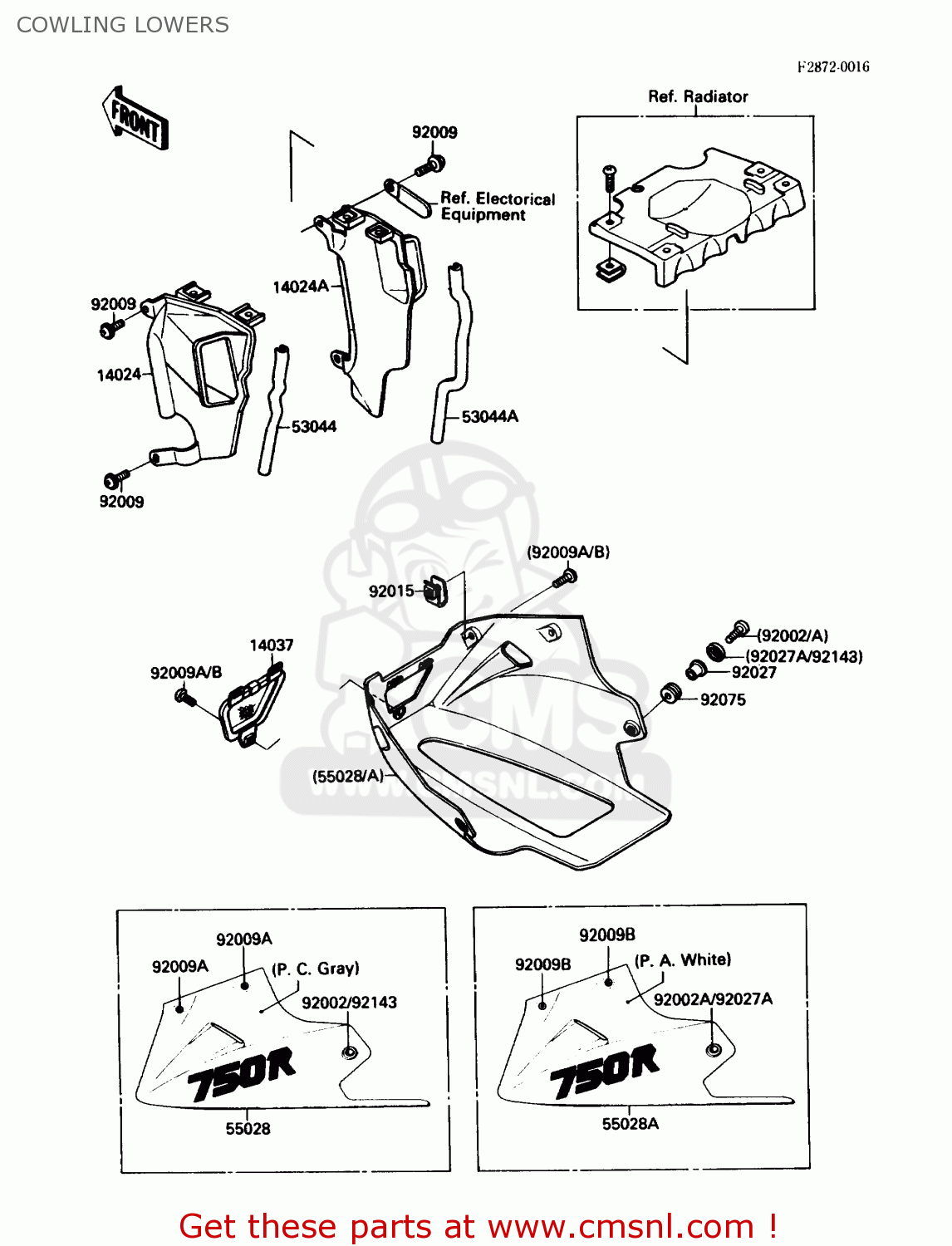 COWLING LOWERS ZX750F1 NINJA 750R 1987 USA CALIFORNIA CANADA