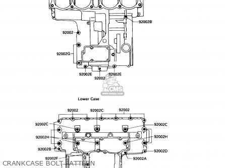 CRANKCASE BOLT PATTERN - ZX750F1 NINJA 750R 1987 USA CALIFORNIA CANADA