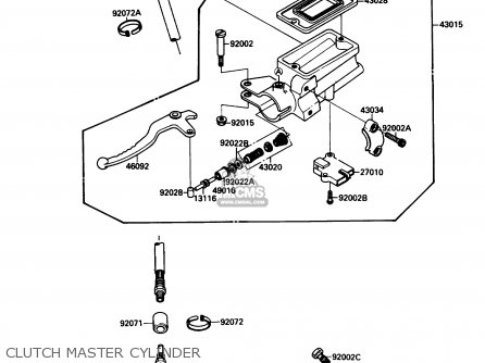 CLUTCH MASTER CYLINDER - ZX750F1 NINJA 750R 1987 USA CALIFORNIA CANADA