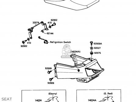 SEAT - ZX750F1 NINJA 750R 1987 USA CALIFORNIA CANADA