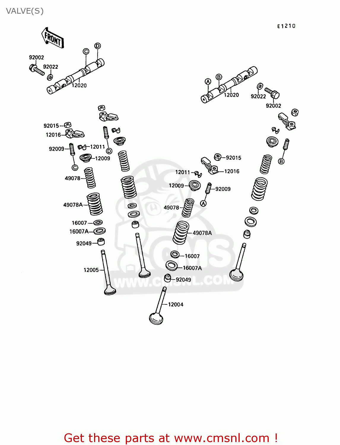VALVE(S) ZX750F2 GPX750R 1988 EUROPE FR UK AR FG GR IT NR SD SP ST