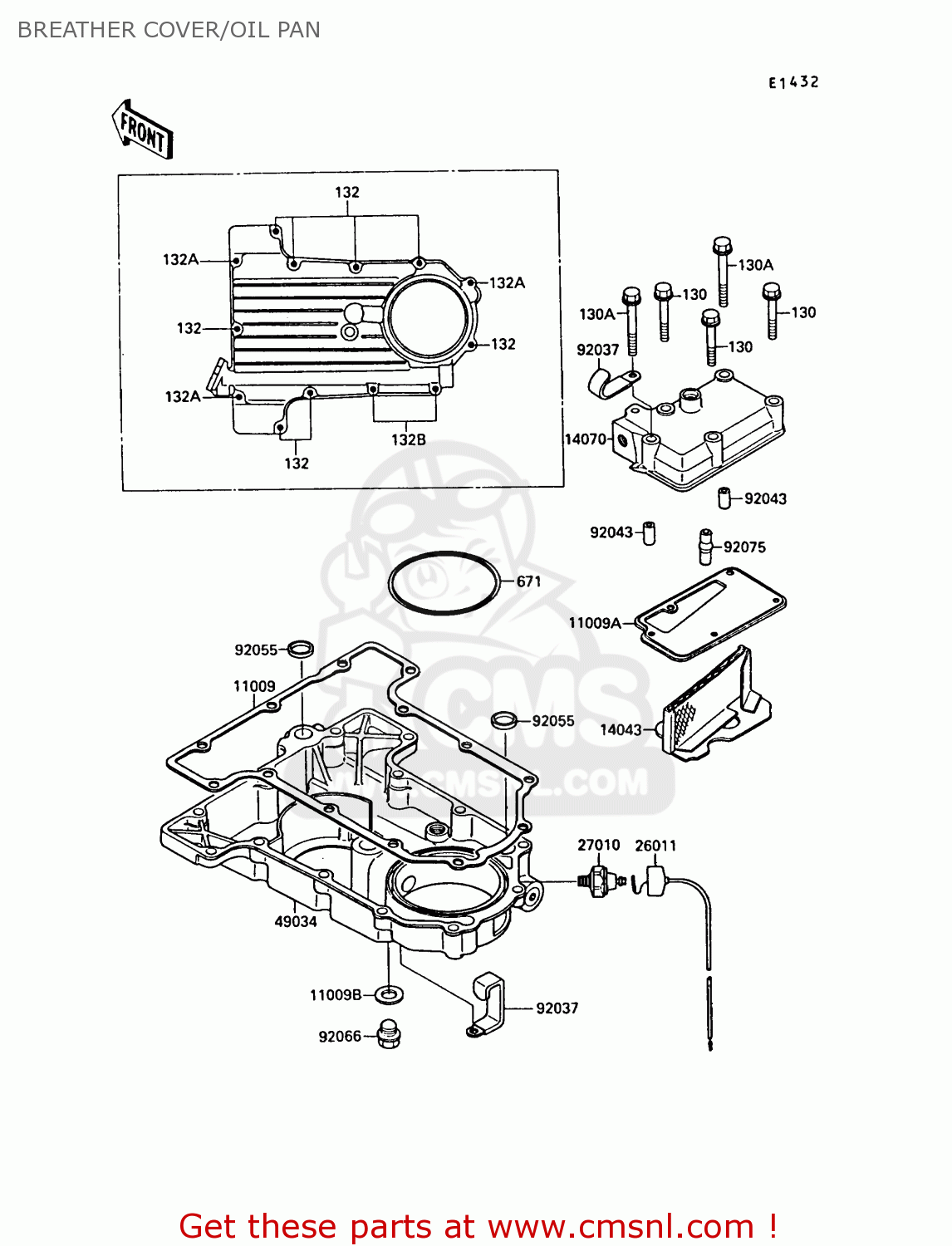 BREATHER COVER/OIL PAN ZX750F2 GPX750R 1988 EUROPE FR UK AR FG GR IT NR SD SP ST